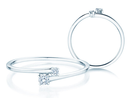 Anillo de compromiso You & Me Modern en 14K oro blanco con diamantes 0,07ct G/SI