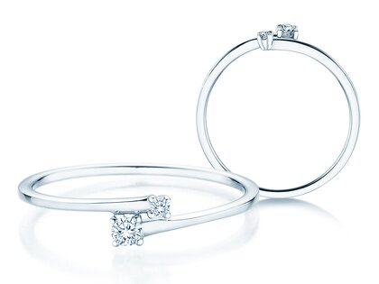 Anillo de compromiso You & Me Modern en 14K oro blanco con diamantes 0,07ct G/SI