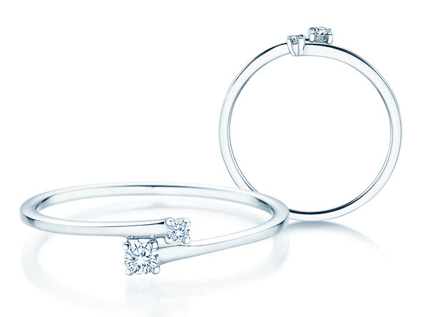Anillo de compromiso You & Me Modern en 14K oro blanco con diamantes 0,07ct G/SI