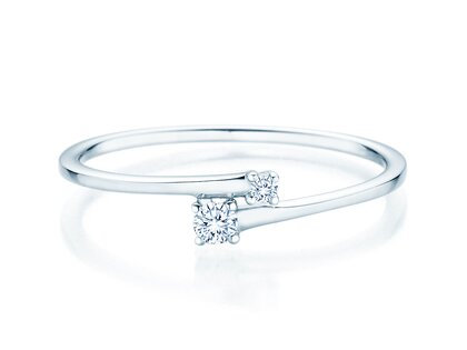 Anillo de compromiso You & Me Modern en 14K oro blanco con diamantes 0,07ct G/SI