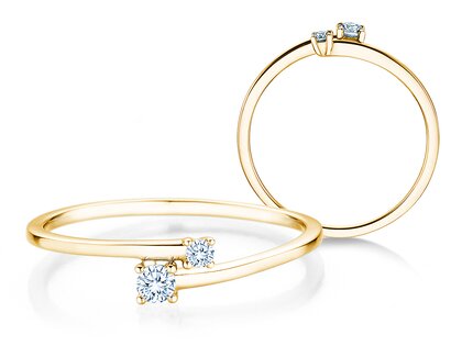 Anillo de compromiso You & Me Modern en 14K oro amarillo con diamantes 0,11ct G/SI