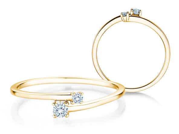 Anillo de compromiso You & Me Modern en 14K oro amarillo con diamantes 0,11ct G/SI