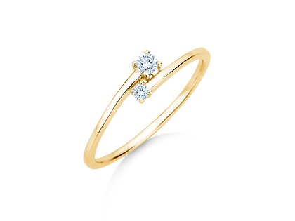 Anillo de compromiso You & Me Modern en 14K oro amarillo con diamantes 0,11ct G/SI
