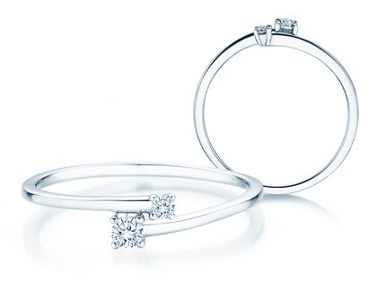 Anillo de compromiso You & Me Modern en 14K oro blanco con diamantes 0,11ct G/SI