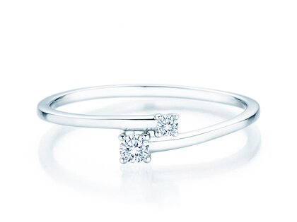 Anillo de compromiso You & Me Modern en 14K oro blanco con diamantes 0,11ct G/SI