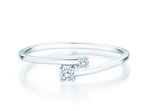 Anillo de compromiso You & Me Modern en 14K oro blanco con diamantes 0,11ct G/SI