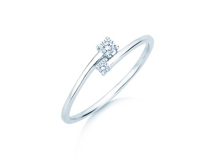 Anillo de compromiso You & Me Modern en 14K oro blanco con diamantes 0,11ct G/SI