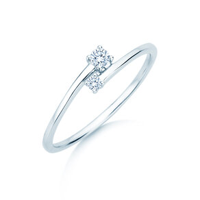 Anillo de compromiso You & Me Modern en 14K oro blanco con diamantes 0,11ct G/SI