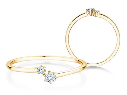 Anillo de compromiso You & Me Soft en 14K oro amarillo con diamantes 0,09ct G/SI
