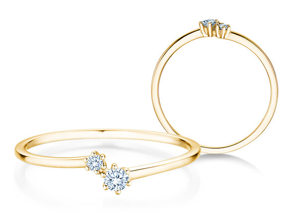 Anillo de compromiso You & Me Soft en 14K oro amarillo con diamantes 0,09ct G/SI