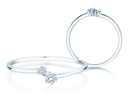 Anillo de compromiso You & Me Soft en 14K oro blanco con diamantes 0,09ct G/SI