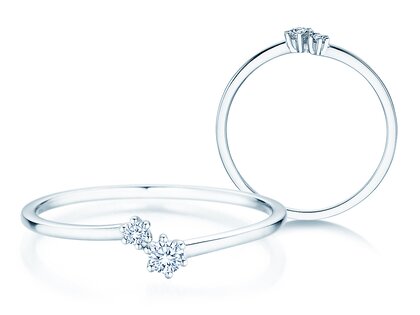 Anillo de compromiso You & Me Soft en 14K oro blanco con diamantes 0,09ct G/SI
