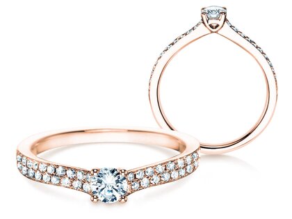 Anillo de compromiso Claire Petite en 18K oro rosa con diamantes 0,50ct G/SI