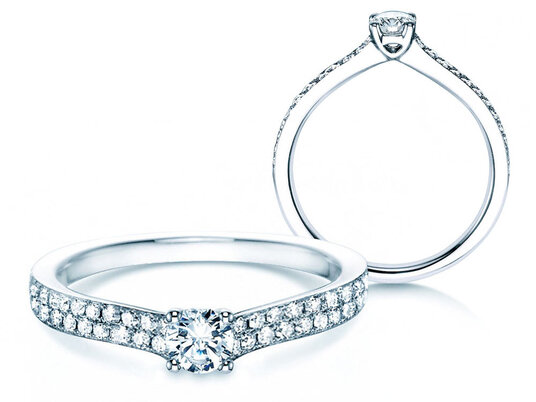 Anillo de compromiso Claire Petite en 18K oro blanco con diamantes 0,50ct G/SI