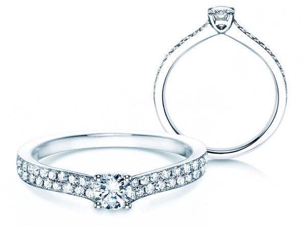 Anillo de compromiso Claire Petite en 18K oro blanco con diamantes 0,50ct G/SI