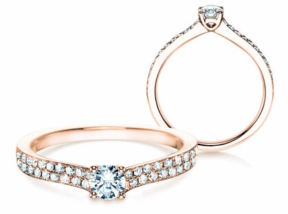 Anillo de compromiso Claire Petite en 18K oro rosa con diamantes 0,50ct
