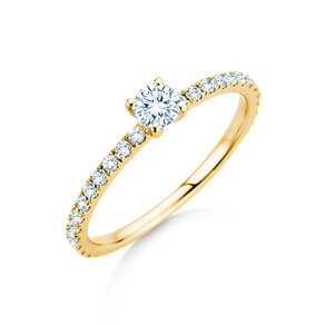 Anillo de compromiso Classic 4 Pavé en 9K oro amarillo con diamantes de laboratorio 0,56ct E/VS
