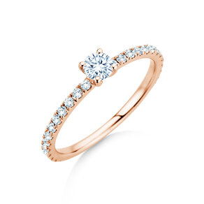 Anillo de compromiso Classic 4 Pavé en 14K oro rosa con diamantes de laboratorio 0,56ct E/VS