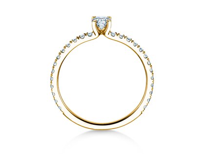 Anillo de compromiso Classic 4 Pavé en 9K oro amarillo con diamantes de laboratorio 0,56ct E/VS