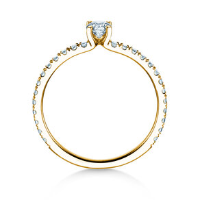 Anillo de compromiso Classic 4 Pavé en 9K oro amarillo con diamantes de laboratorio 0,56ct E/VS