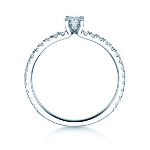 Anillo de compromiso Classic 4 Pavé en 14K oro blanco con diamantes de laboratorio 0,56ct E/VS