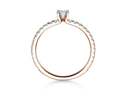 Anillo de compromiso Classic 4 Pavé en 14K oro rosa con diamantes de laboratorio 0,56ct E/VS