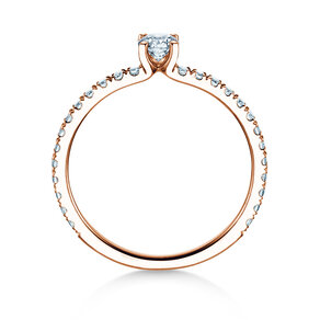 Anillo de compromiso Classic 4 Pavé en 14K oro rosa con diamantes de laboratorio 0,56ct E/VS