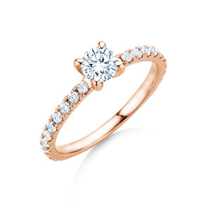 Anillo de compromiso Classic 4 Pavé en 14K oro rosa con diamantes de laboratorio 0,87ct E/VS
