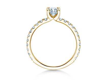 Anillo de compromiso Classic 4 Pavé en 14K oro amarillo con diamantes de laboratorio 0,87ct E/VS