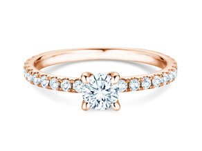 Anillo de compromiso Classic 4 Pavé en 14K oro rosa con diamantes de laboratorio 0,87ct E/VS
