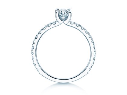Anillo de compromiso Classic 4 Pavé en 14K oro blanco con diamantes de laboratorio 0,87ct E/VS