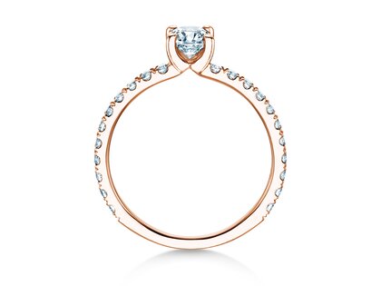 Anillo de compromiso Classic 4 Pavé en 14K oro rosa con diamantes de laboratorio 0,87ct E/VS