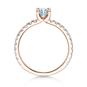 Anillo de compromiso Classic 4 Pavé en 14K oro rosa con diamantes de laboratorio 0,87ct E/VS