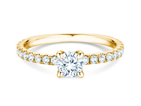 Anillo de compromiso Classic 4 Pavé en 14K oro amarillo con diamantes de laboratorio 0,87ct E/VS