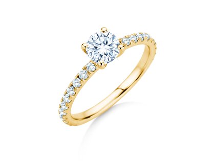 Anillo de compromiso Classic 4 Pavé en 14K oro amarillo con diamantes de laboratorio 1,19ct E/VS