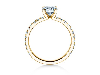 Anillo de compromiso Classic 4 Pavé en 14K oro amarillo con diamantes de laboratorio 1,19ct E/VS