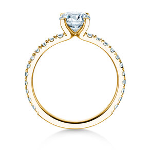 Anillo de compromiso Classic 4 Pavé en 14K oro amarillo con diamantes de laboratorio 1,19ct E/VS