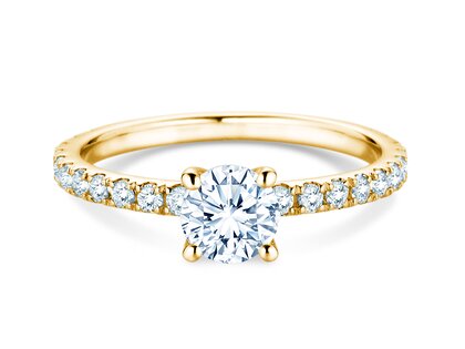 Anillo de compromiso Classic 4 Pavé en 14K oro amarillo con diamantes de laboratorio 1,19ct E/VS