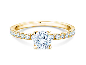 Anillo de compromiso Classic 4 Pavé en 14K oro amarillo con diamantes de laboratorio 1,19ct E/VS