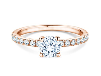 Anillo de compromiso Classic 4 Pavé en 18K oro rosa con diamantes de laboratorio 1,19ct E/VS
