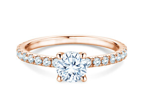 Anillo de compromiso Classic 4 Pavé en 18K oro rosa con diamantes de laboratorio 1,19ct E/VS