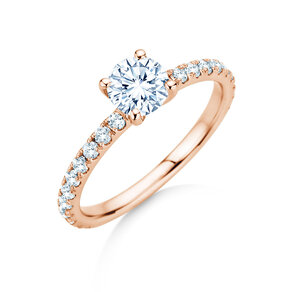 Anillo de compromiso Classic 4 Pavé en 18K oro rosa con diamantes de laboratorio 1,19ct E/VS