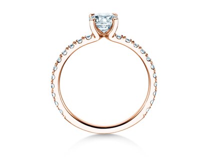 Anillo de compromiso Classic 4 Pavé en 18K oro rosa con diamantes de laboratorio 1,19ct E/VS