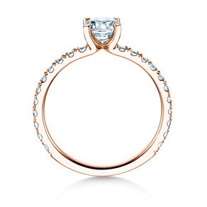 Anillo de compromiso Classic 4 Pavé en 18K oro rosa con diamantes de laboratorio 1,19ct E/VS