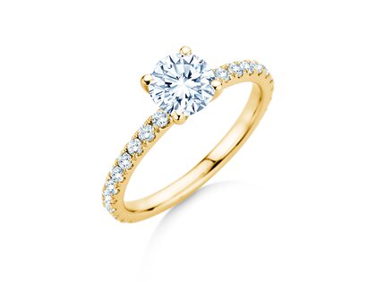 Anillo de compromiso Classic 4 Pavé en 18K oro amarillo con diamantes de laboratorio 1,44ct E/VS