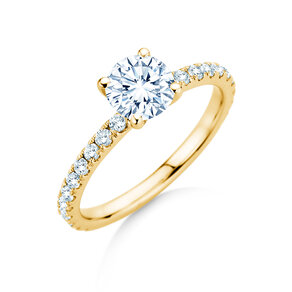 Anillo de compromiso Classic 4 Pavé en 18K oro amarillo con diamantes de laboratorio 1,44ct E/VS