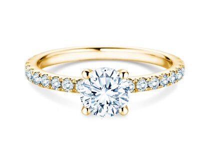 Anillo de compromiso Classic 4 Pavé en 18K oro amarillo con diamantes de laboratorio 1,44ct E/VS