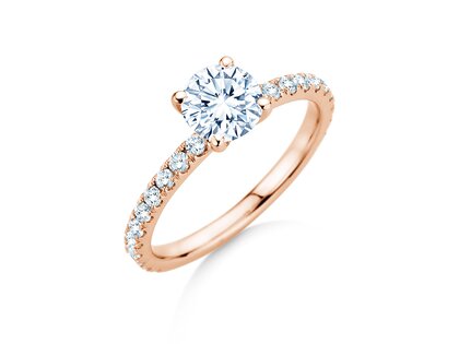 Anillo de compromiso Classic 4 Pavé en 18K oro rosa con diamantes de laboratorio 1,44ct E/VS