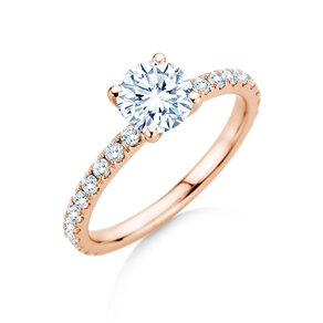 Anillo de compromiso Classic 4 Pavé en 18K oro rosa con diamantes de laboratorio 1,44ct E/VS