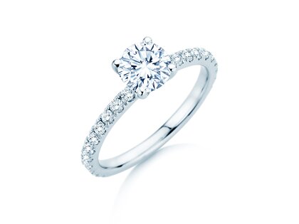 Anillo de compromiso Classic 4 Pavé en 18K oro blanco con diamantes de laboratorio 1,44ct E/VS